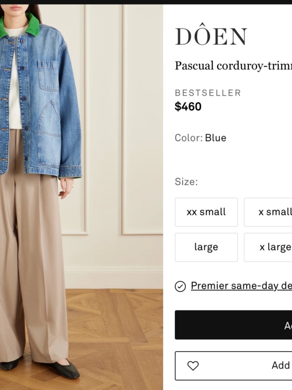 NWT Doen Pascual Jacket -- Calgary Wash / S - Picture 2 of 10